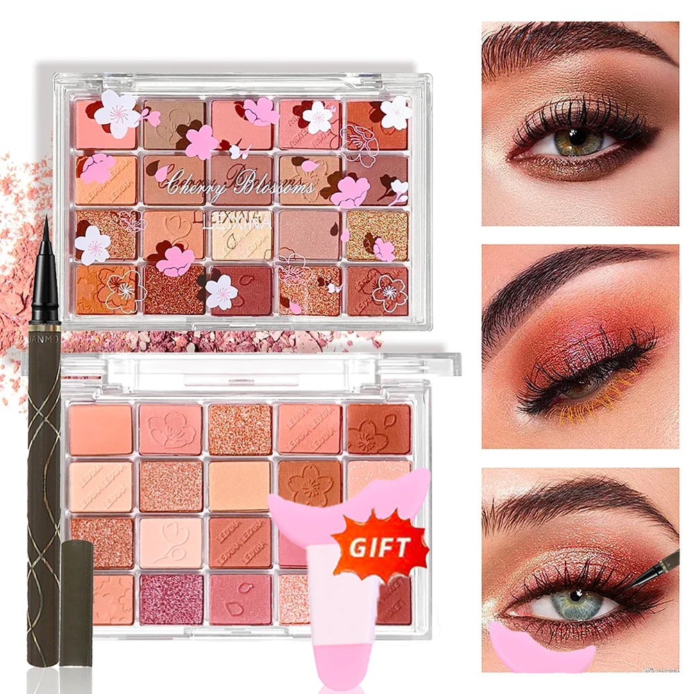 20-Color Eyeshadow Palette – Shimmer & Matte, Highly Pigmented, Blendable & Long-Lasting