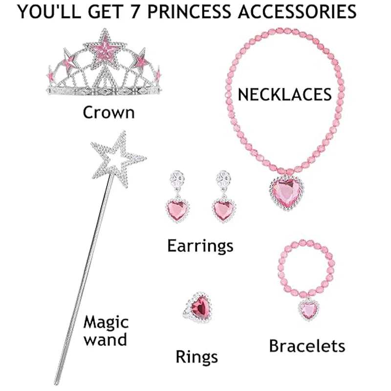 Good Witch Glinda Costume Pink Dress With Crown Magic Wand And Gloves For Wicked Girls Halloween Cosplay Birthday Prom Outfits