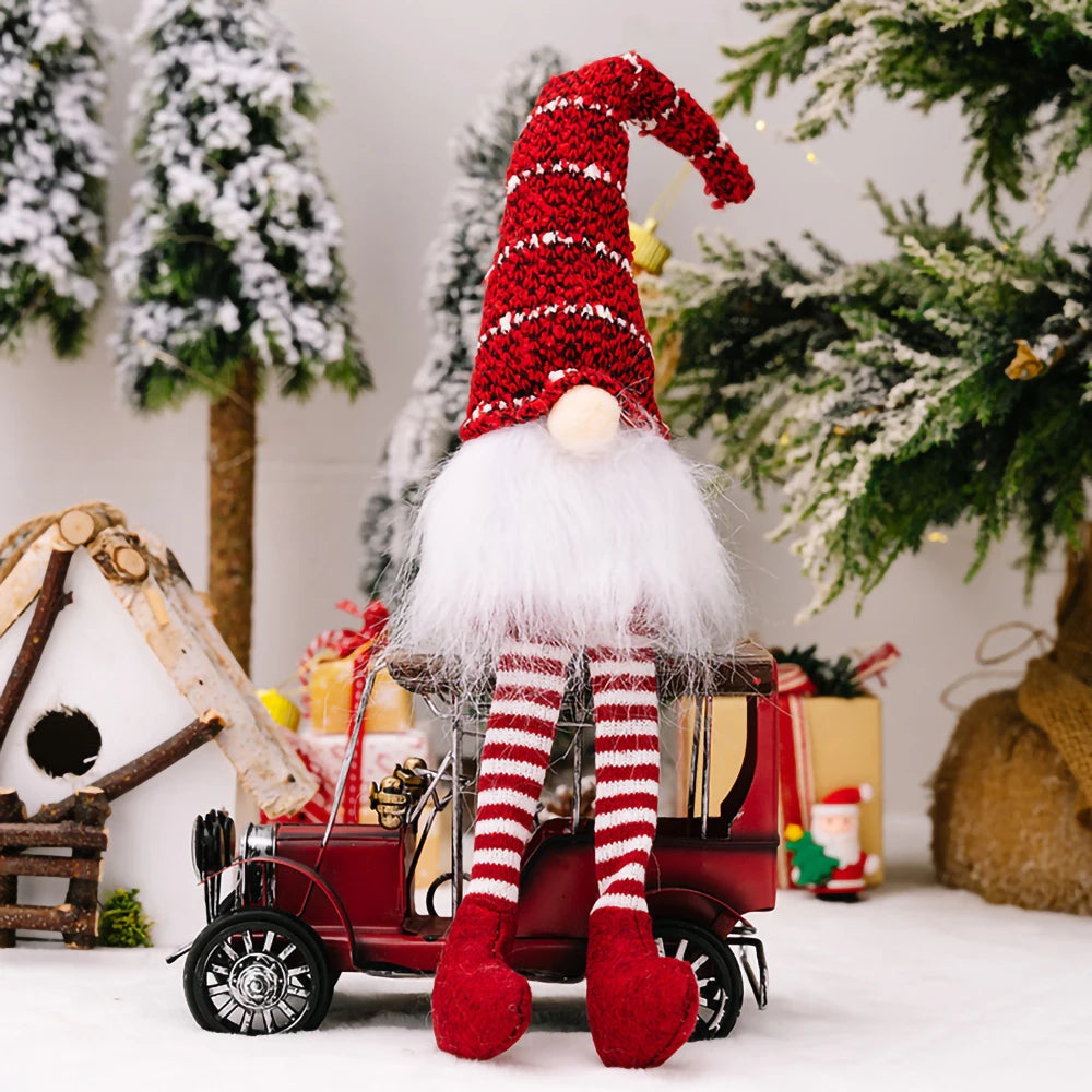 Christmas Faceless Doll Long-Legged Knitted Hat Gnomes Plush Elf Ornaments Merry Xmas Home Decoration 2024 Happy New Year Gift