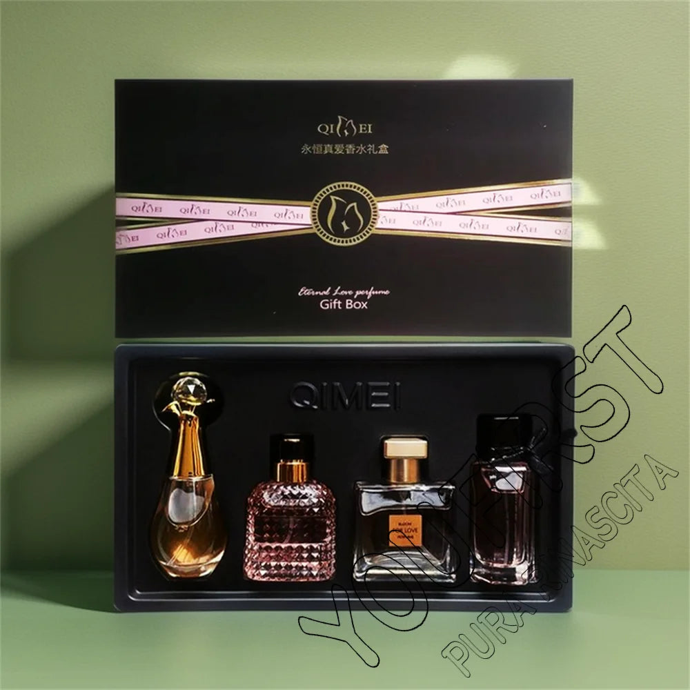 Luxury Brand Perfume Women Eau De Parfum Femme Gift Box 4Pcs Set 100ml Perfumes De Mujer Fresh Natural Floral Fruity Scent Spray