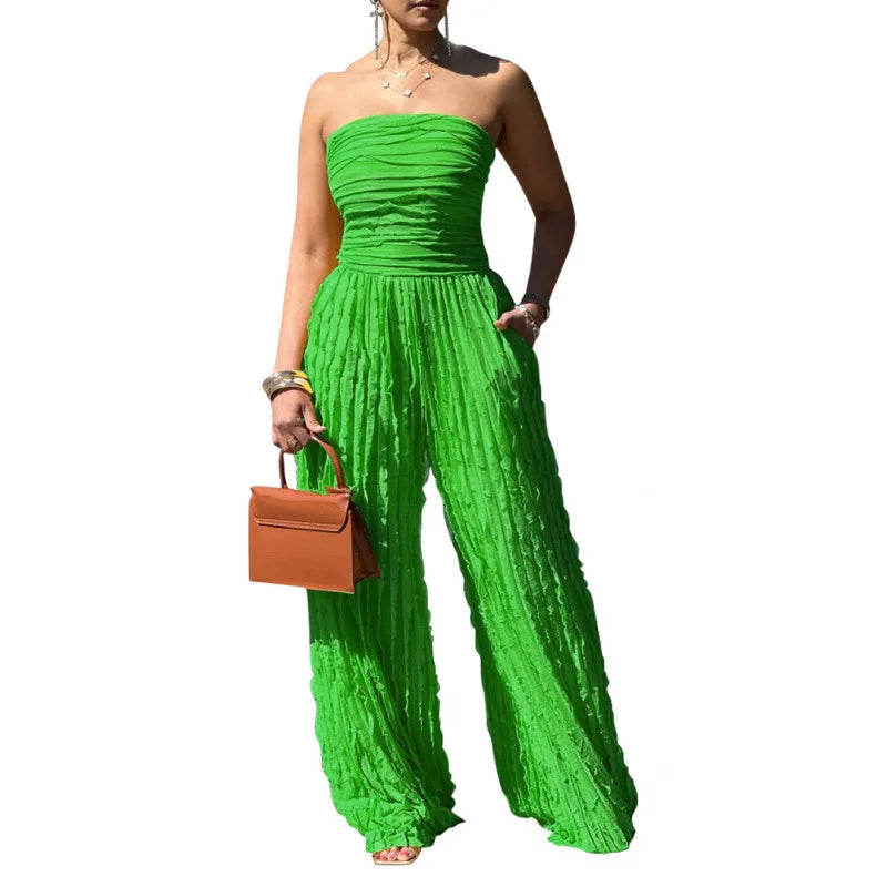 Women's Jumpsuit High Waist Sexy Tube Top Sleeveless Wide Leg Casual Holiday Party Summer Jump Suits for Women Jumpsuits
