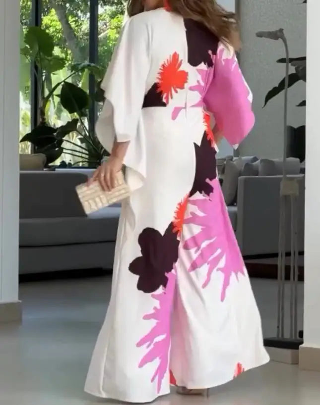 Summer Jumpsuits for Women Wear Temperament Female Dairy Clothes Women's Fashion Colorblock V-Neck Half Sleeve Wide Leg Jumpsuit