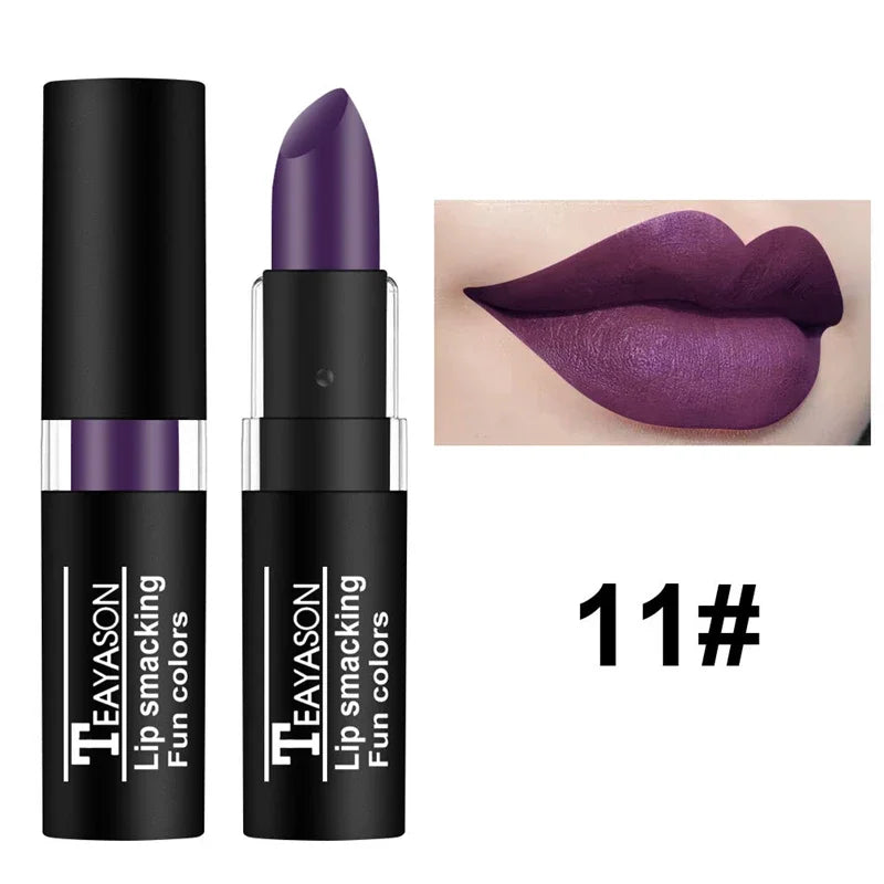 Hot Sale Waterproof Velvet Matte Black White Lipstick Lasting Pigment Green Purple Lipstick Christmas Halloween Party Lip Makeup