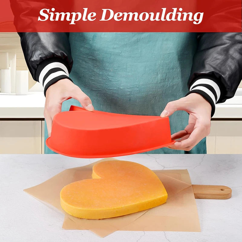 Heart Cake Silicone Mold Baking Bakeware Shallow Pan For Cheese Dessert Brownie Mousse Valentine's Day Kitchen Accessories Tools