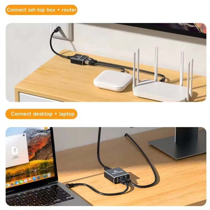 Gigabit 1000Mbps Network Splitter 1 IN 2 Ethernet Adapter Lan Connector Switch Coupler for PC Laptop TV Box RJ45 Extender Plug