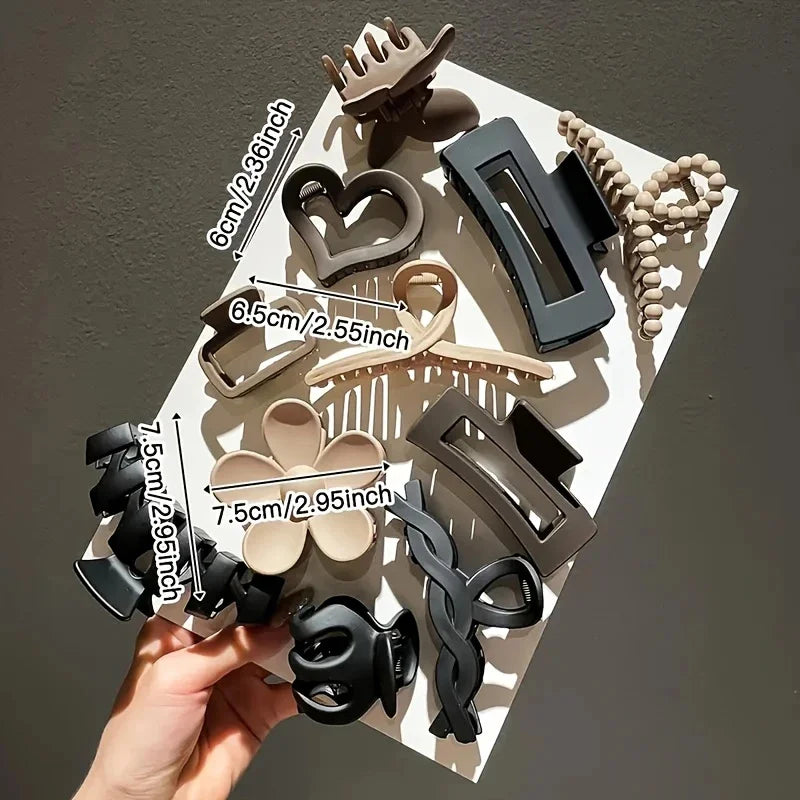 11Pcs Assorted Hair Claw Clips Versatile Elegant & Cute Hair Accessories for Work Travel and Daily Photoshoots Matte Design