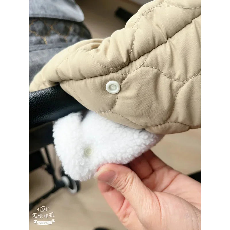 Baby stroller warm gloves Mobile phone touch screen handle windproof waterproof gloves with velvet handle pocket