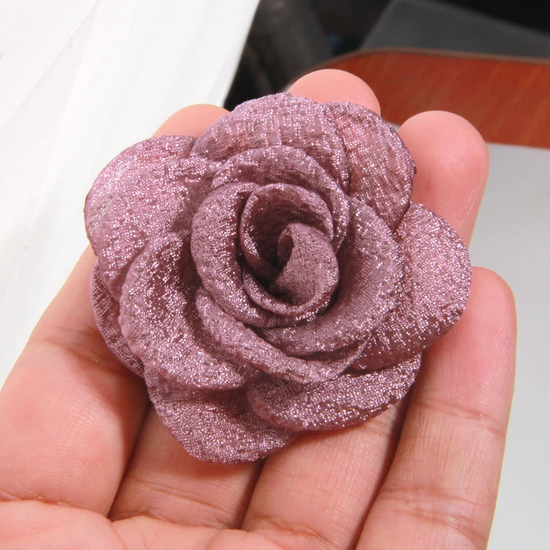 10Pcs 5cm Chiffon Rose Artificial Flowers Yarn Fabric Flowers For Headwear Dress Wedding Bouquet Decor Craft Flower Accessories