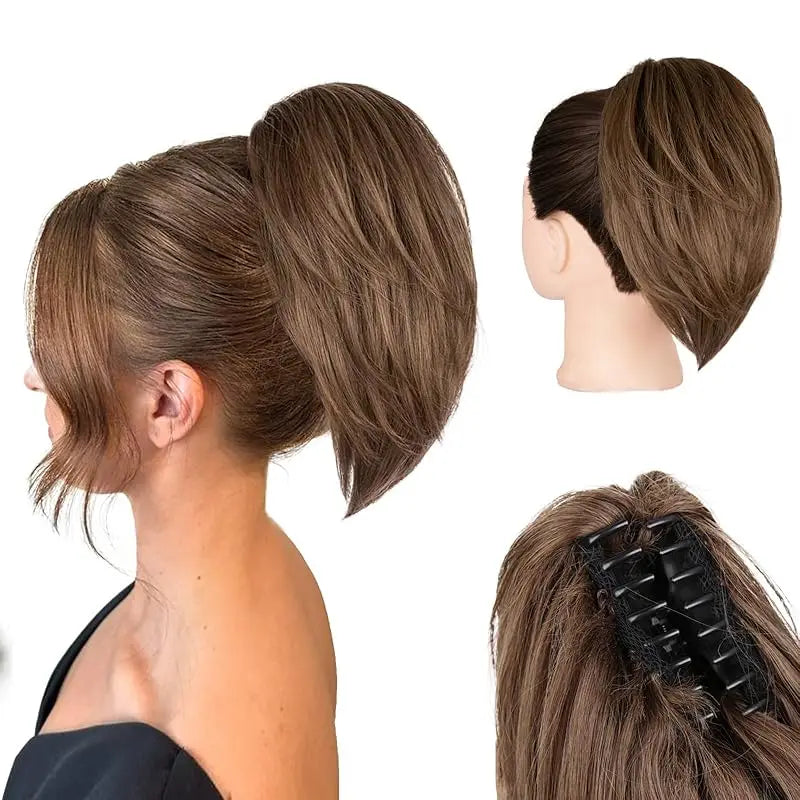 Claw-Clip Ponytail Extension For Women - Short Straight Synthetic Hair Extension, Clip-In Ponytail Extension For Every Occasions