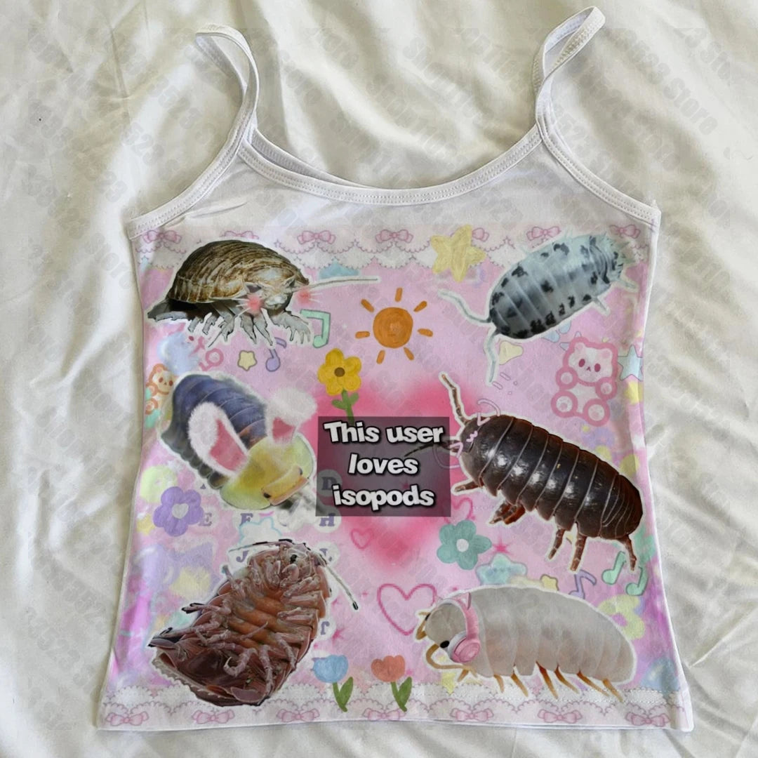 2000s Y2k Gothic print Sexy Baby Tank Vintage Street Women Tops Y2k Clothes Aesthetic 2000s Retro Cute Emo girls Vest Summer