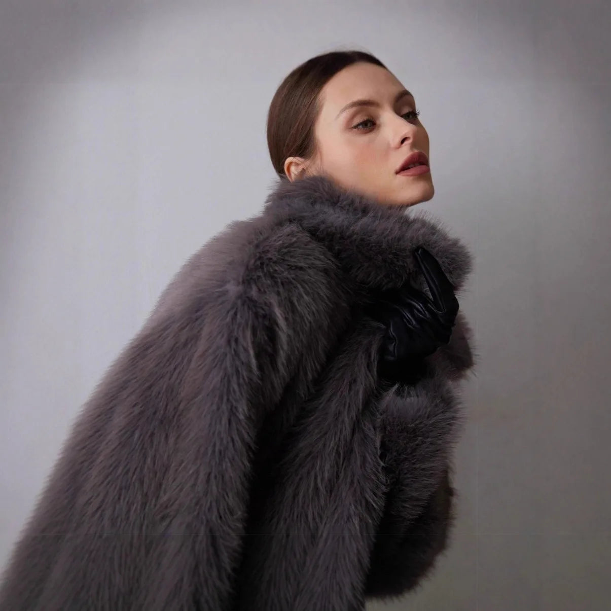 2025 Autumn Winter New Fashion Women's Solid Color Turn-down Collar Long Sleeve Simple Basic Elegant Faux Fur Jacket Female Coat