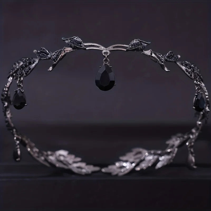 Women's vintage tiara Elegant waterdrop leaf tiara crown crystal gold silver rhinestone wedding hair accessories bridal tiara