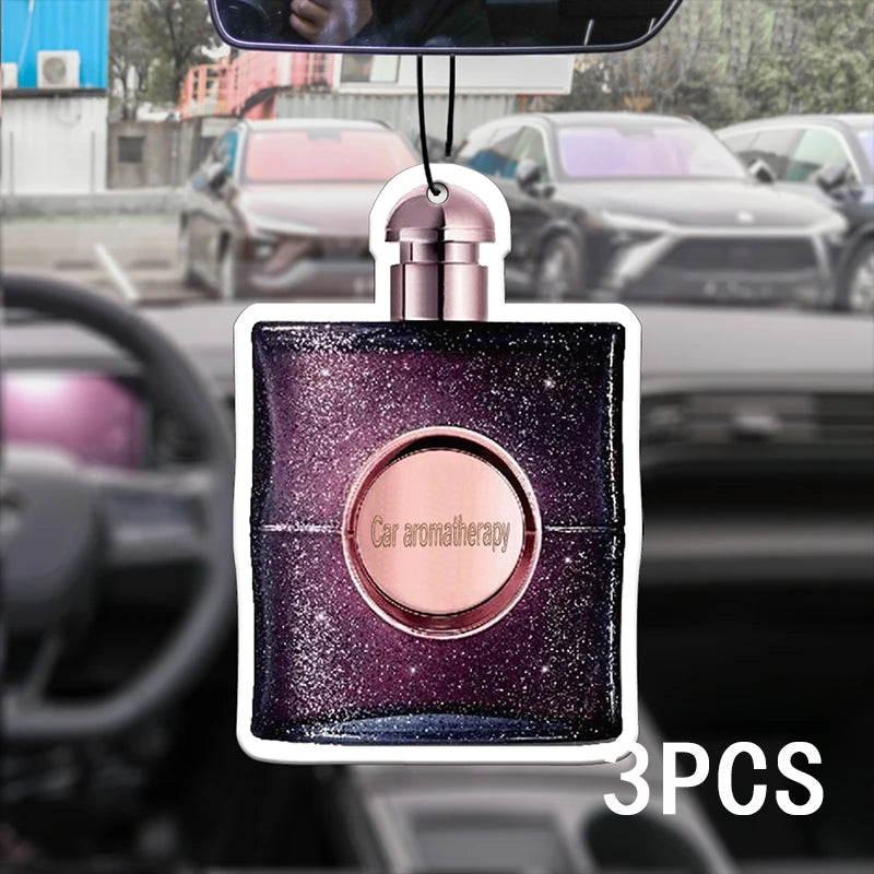 Purple perfume bottle glass car-mounted aromatherapy car perfume perfume long-lasting fragrance pendant piece out of the mouth f