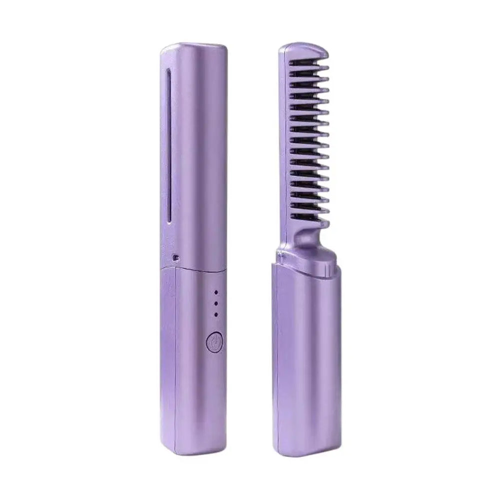 Wireless Hair Straightening Curling Brush Negative Ion Rechargeable Fast Heating Hair Friendly USB Charge Home Travel Tools