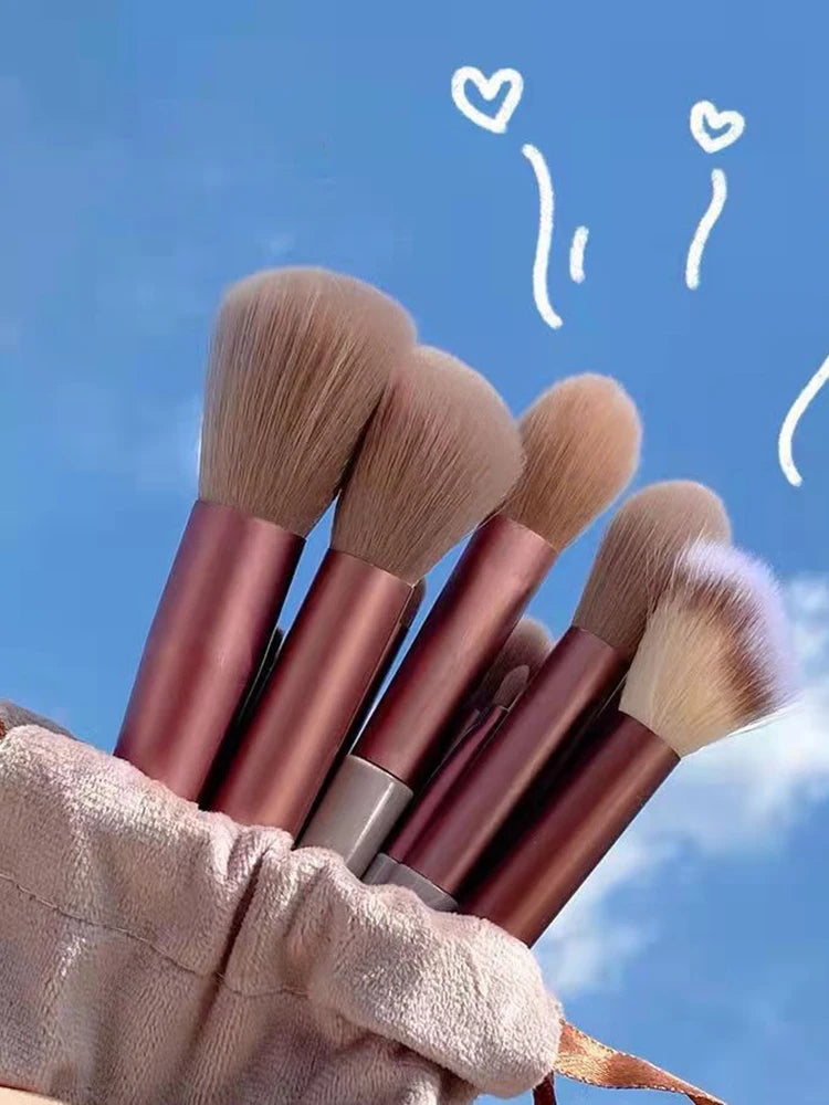 13 Pieces Of Net Red Milk Tea Color Makeup Brush Suit Full Set Of Paint Eye Shadow Paint Quick-drying Soft Brush