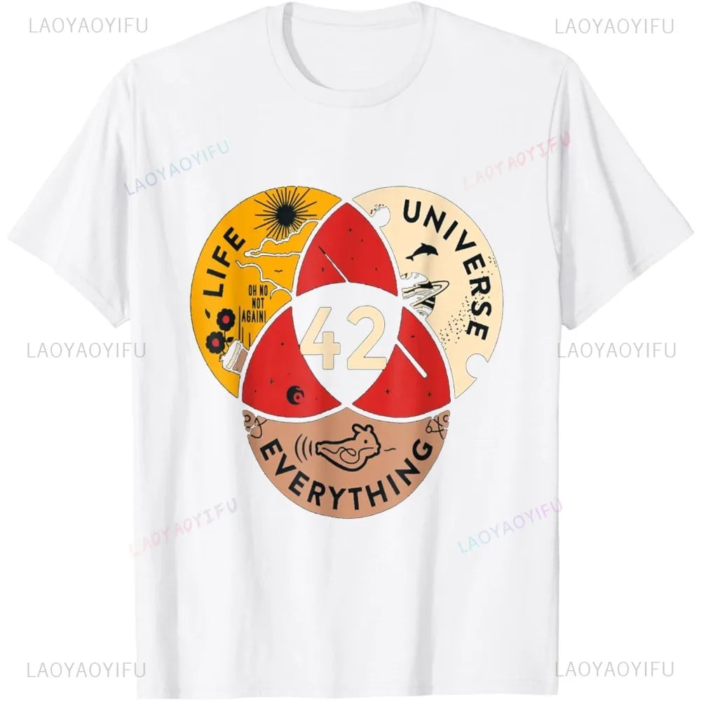 Hot Sale 42 Answer To Life Universe and Everything Science Vintage T-Shirt Casual Fashion Streetwear Man Tshirt Loose Women Tees