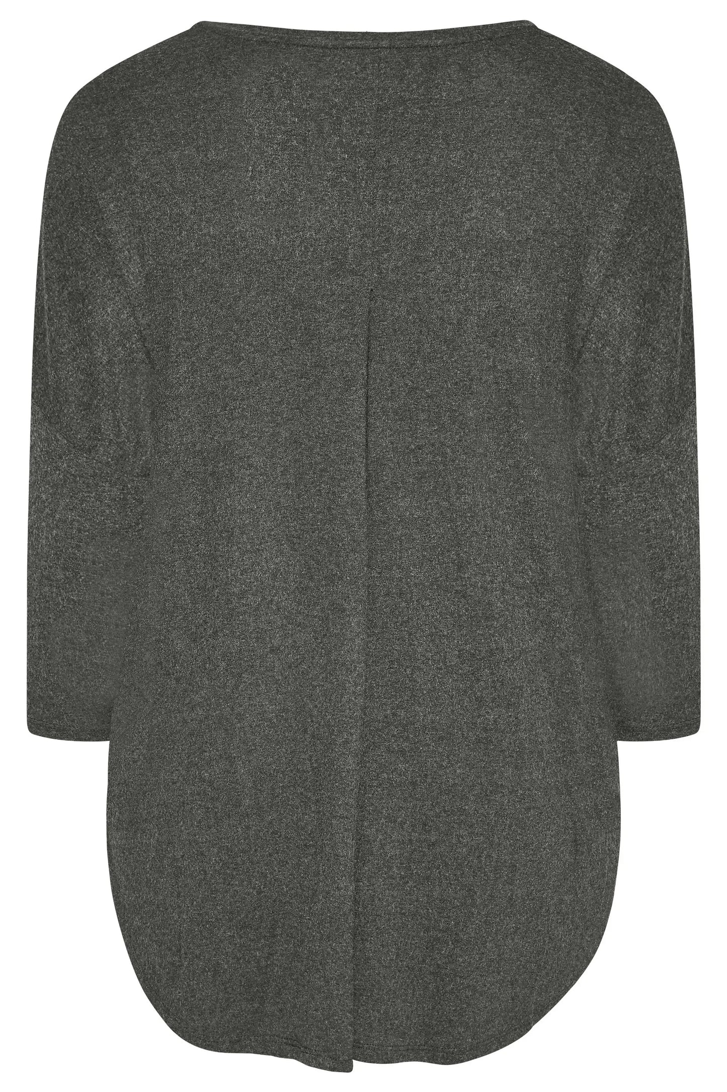 Plus Size Spring Autumn Elegant Hi Low Tunic 3/4 Batwing Sleeve Long Loose Blouse Dark Grey Pleat Back Large Size Casual Top 6XL