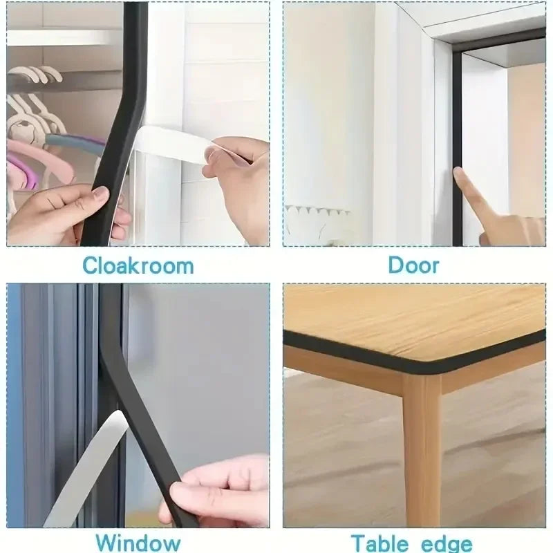 4M Foam Self-adhesive Door Window Sealing Strip Wearable Sliding Dustproof Sponge Strip Soundproof Home Insulation sealing tape