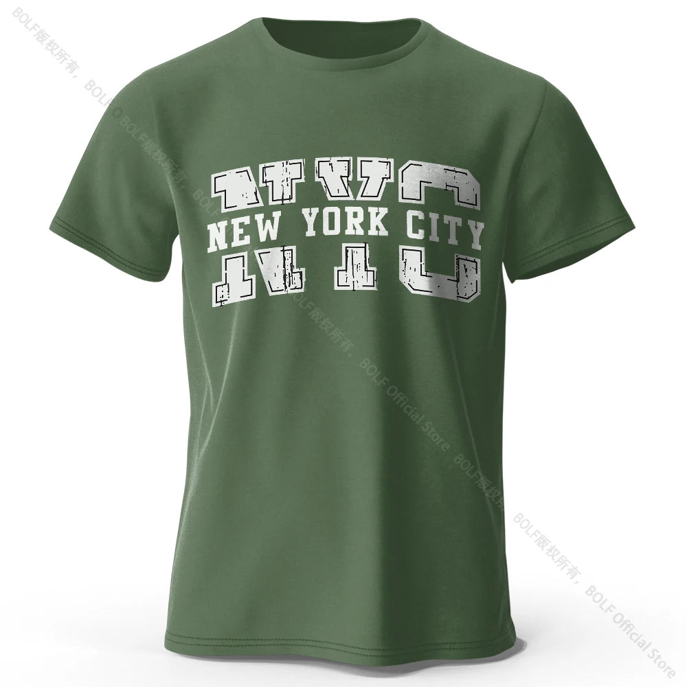 Men's New York City Letter Printed T-Shirt 100% Cotton Oversized Street Graphic Tees for Men Women Summer Tops