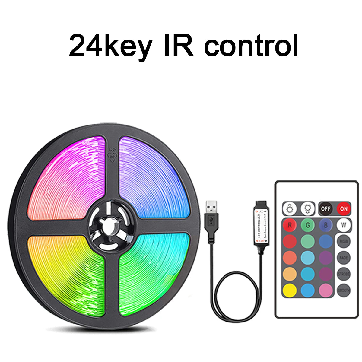 Led Strip Lights with 44 Key Remote Control 1m 5m 10m 20m RGB Tape Led Wall Room for Home Bedroom Party Decor TV Backlight