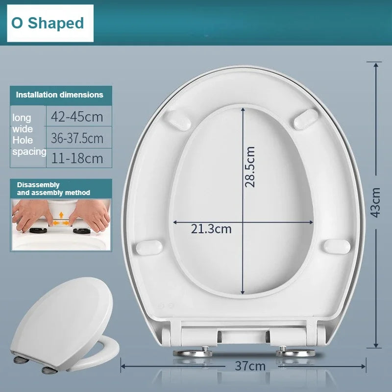 Adjustable Thickened Toilet Cover PP Slow Lowering Toilet Cover General Purpose Old Style V-U Square O Toilet Cover 1PC