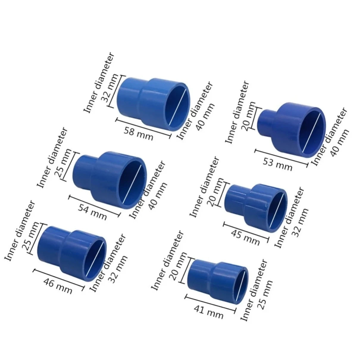 3Pcs PVC Reducer Water Supply Accessories 20/25/32/40mm Different Inner Diameter Straight Reducing Connector White/Blue/Grey