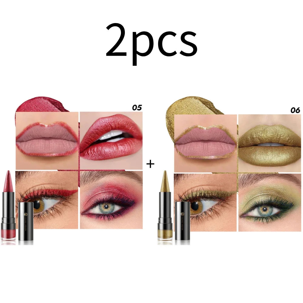 YOUNG VISION Six-Shade Matte Pearl Shimmer Dual-Effect Lipstick Waterproof, Non-Transfer Lipstick Cosmetics