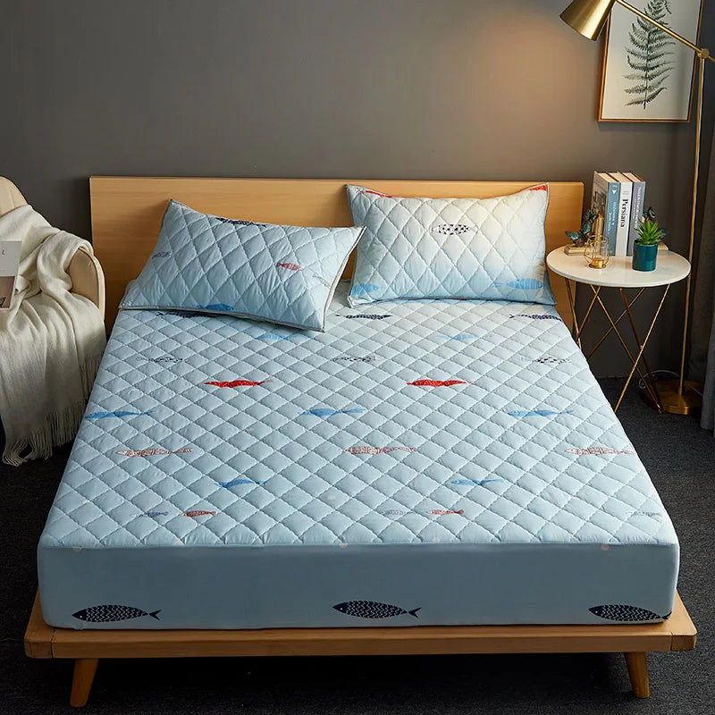 Waterproof Quilted Fitted Sheet Prevent Urine Wetting Mattress Cover Queen King Water Proof Bed Sheet Mattress Protector 160x200