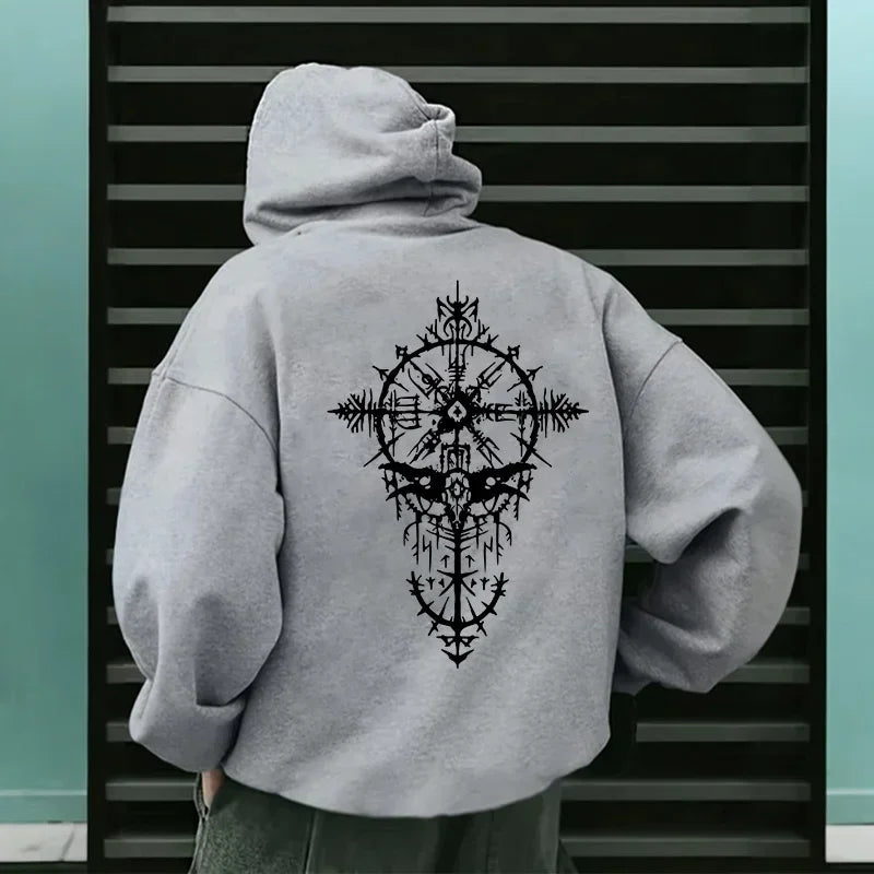 Autumn Winter New Style Men's Sweatshirt High Quality Ancient Viking Raven Print Hoodie Urban Casual Fashion Pullover Streetwear