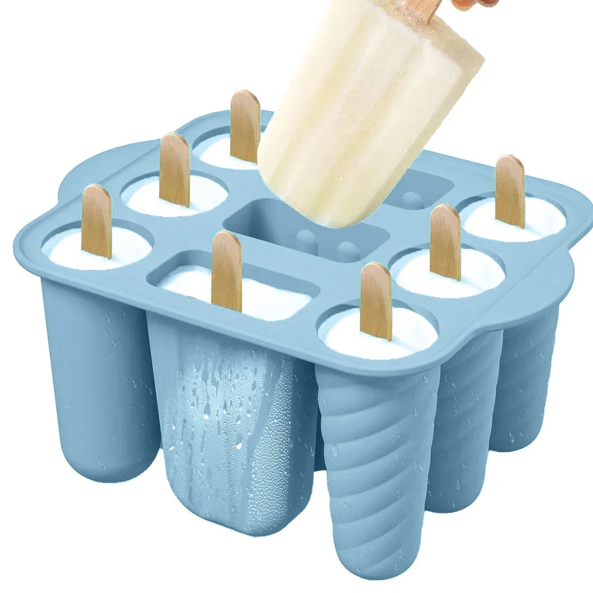 Popsicle Molds Silicone 12 Pieces Popsicle Trays for Freezer Homemade Ice Cream Popsicle Molds with 50Pcs Popsicle Sticks