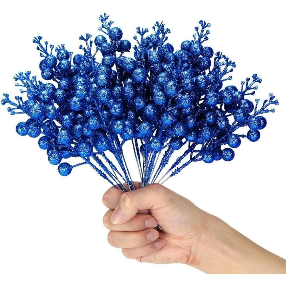 Berry Stems Christmas Tree Artificial Flowers Decorations Xmas Hanging Ball Snowflakes Ornament for Home Decor New Year Decor