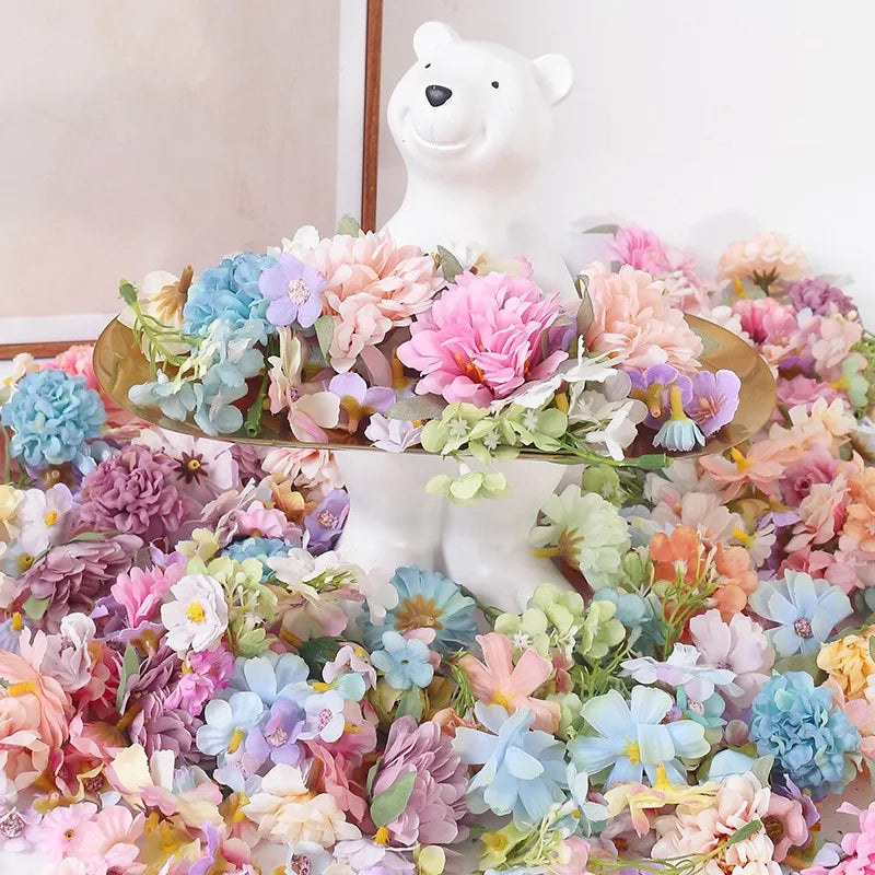 Random Style Mix Artificial Flowers Silk Fake Flowers for Home Decor Wedding Decoration Bride Clothing DIY Craft Gifts Accessory