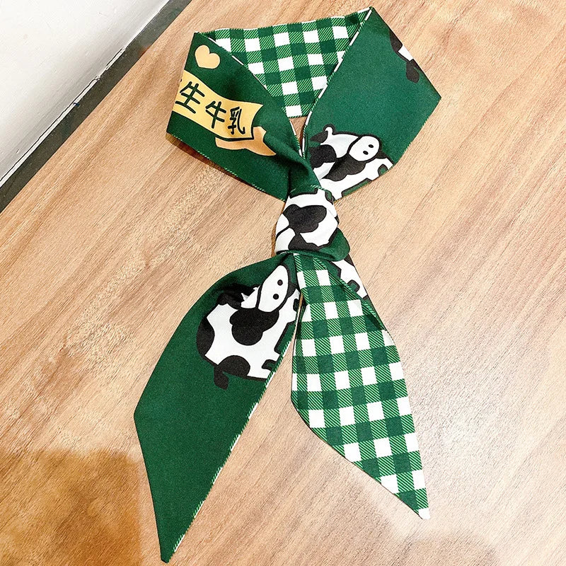 Fashion Printing Long Ribbon Silk Scarf Headband for Women Elegant Tie Ponytail Bow Headband Hair Tie Резинки Для Волос