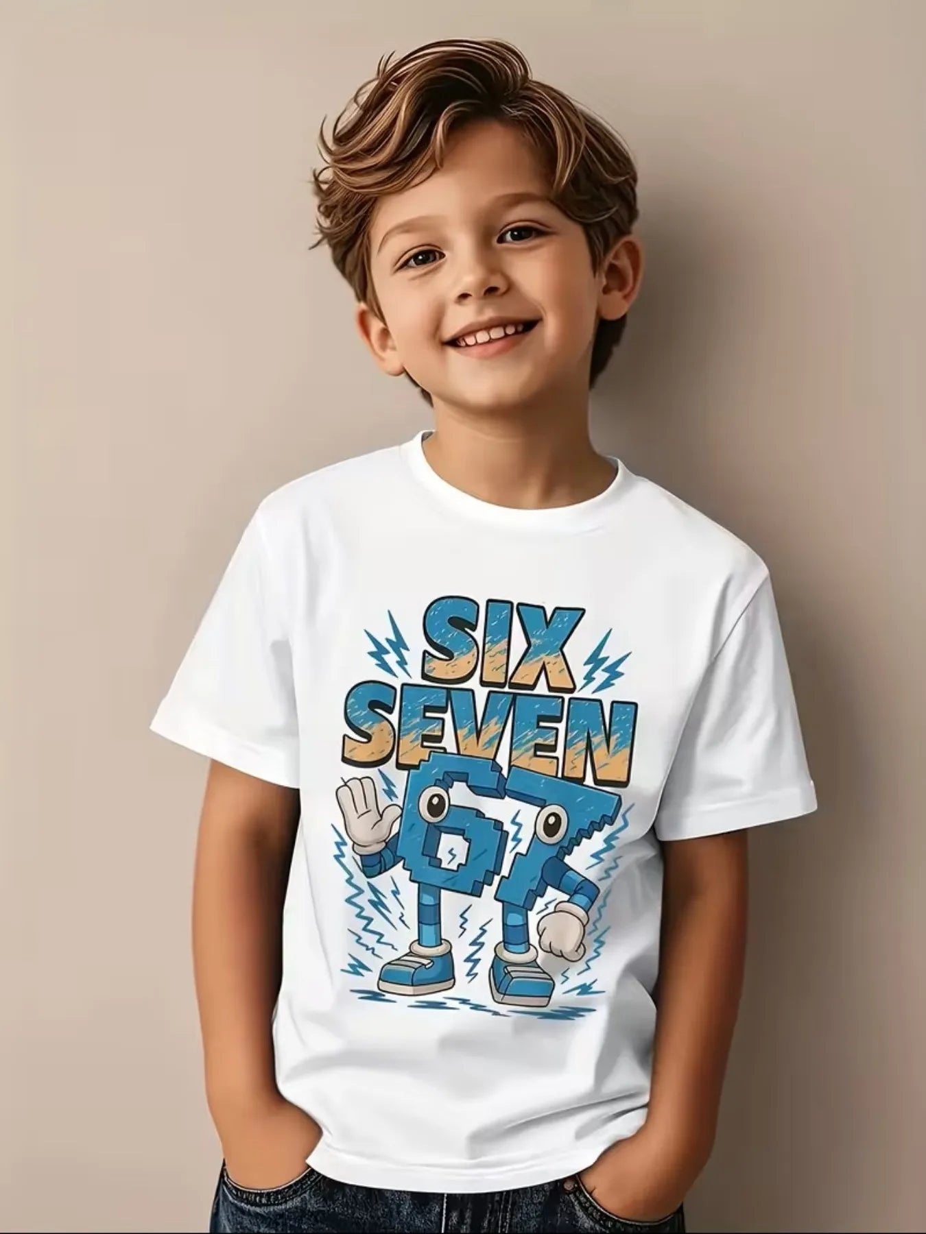 Funny Six Seven Italian Brainrot 67 Number Graphic Print T-Shirt Boy/Girl Summer Short Sleeved Kids Loose Comfortable Tshirt Top