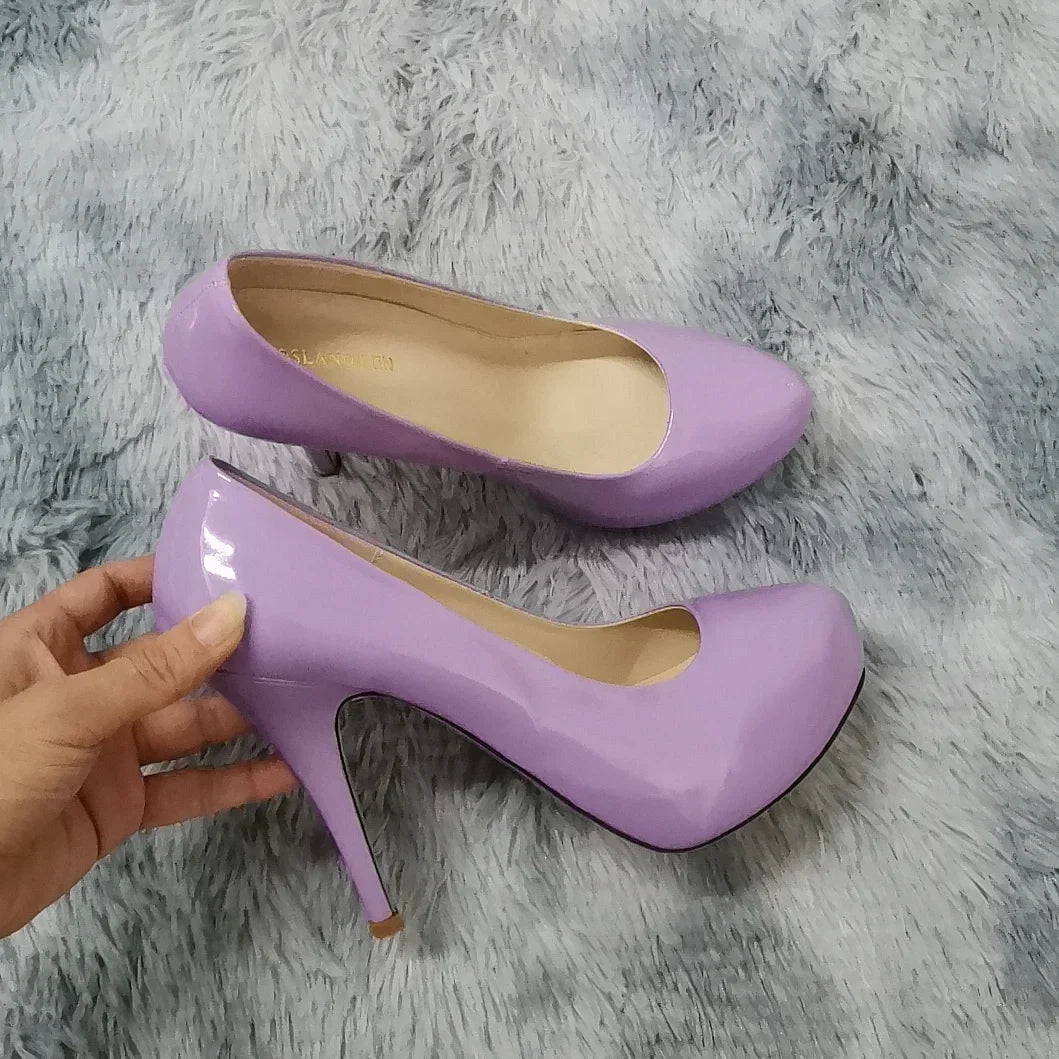 2025 New Women Pumps Autumn Round Toes High Heels Fashion Sexy 12cm Heel Banquet Platform Stilettos Wedding Prom Shoes Plus Size