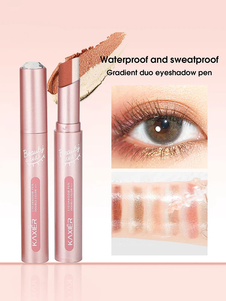 Gradient two-color eye shadow pen waterproof, sweat proof, not easy to smudge, pearlescent, fine shiny, lazy eye shadow s