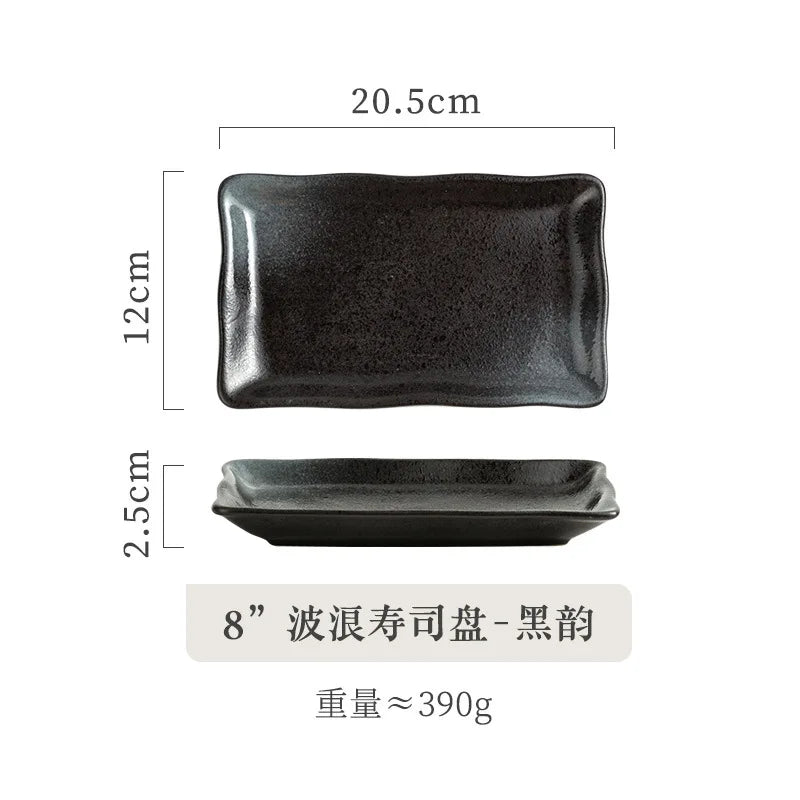 Ceramic Barbecue Japanese Hotel Restaurant Home Snack Plate Rectangular Sushi Plate
