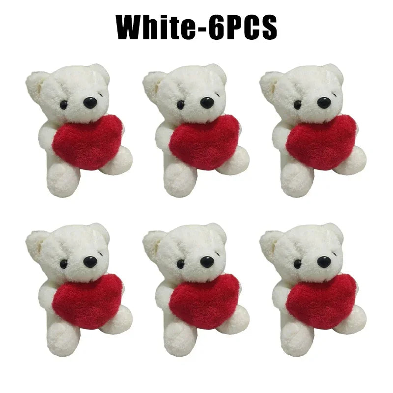1/3/6PCS 20cm Heart Teddy Bear Plush Cuddly Stuffed Animal Holding Heart for Valentine's Day Christmas Gift Giving
