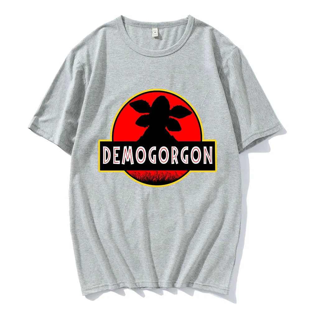 Demogorgon Man Eating Flower Pattern T-shirt Summer Men's Women's Clothing Cotton Casual Fashion Retro T-shirt Street Wear Y2K