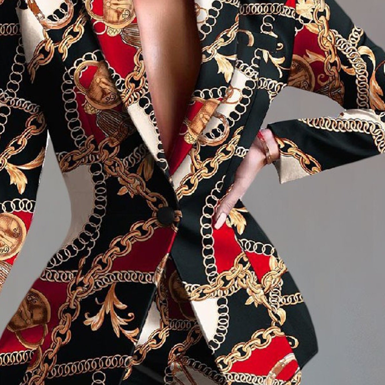 Women's Set Fashion Makeup Fitted Crop Pants 2pcs Blazer Set - Stylish & Chic - Polyester & Spandex Blend - Perfect for Parties & Night Out - Ideal Gift for Fashionable Women