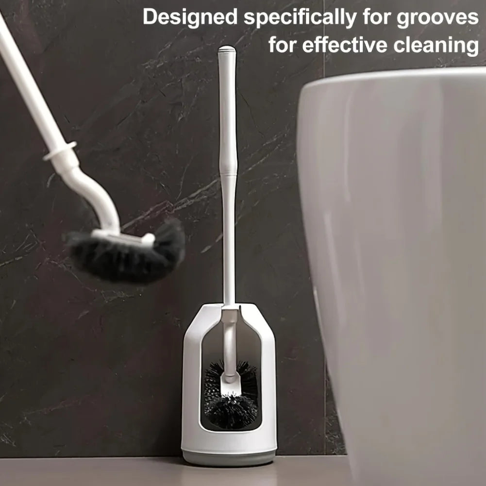 Toilet brush set with base, ergonomic long handle deep cleaning, toilet brush, quick assembly, ventilation base, bathroom tools