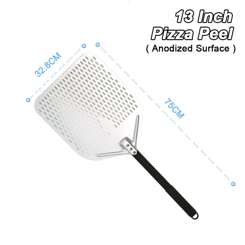 PizzAtHome 12/13/14 inch Pizza Peel Aluminum Alloy Pizza Shovel Pizza Peel Paddle Short Long Handle Anodize with Cutter Spoon