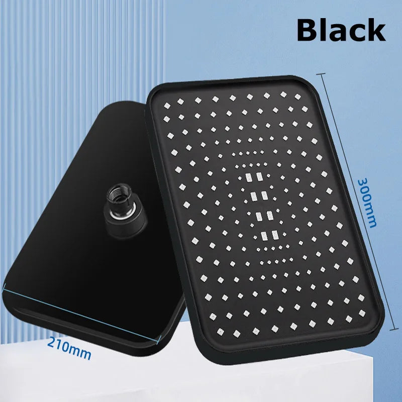 Booster Rain Shower Head 360° Rotation Water Saving New 30cm Large Size High Pressure Overhead Rain Shower Head Large Flow