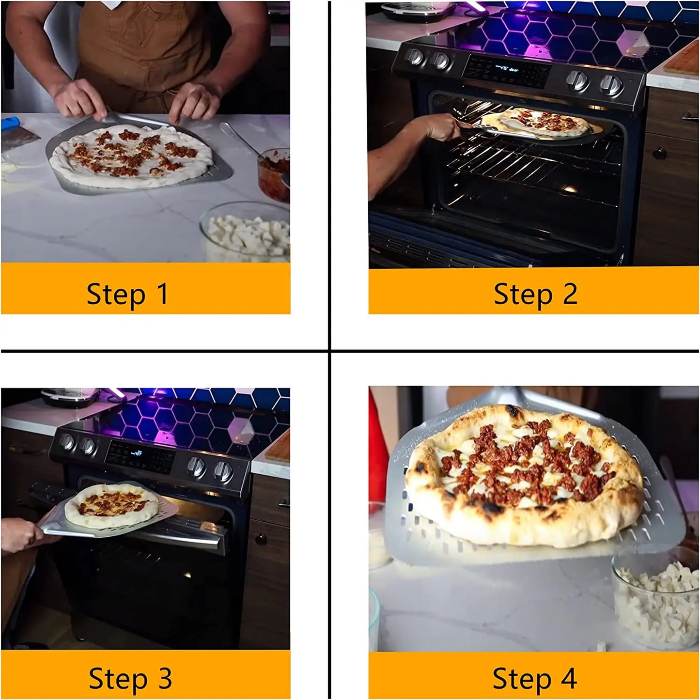 PizzAtHome 12/13/14 inch Pizza Peel Aluminum Alloy Pizza Shovel Pizza Peel Paddle Short Long Handle Anodize with Cutter Spoon