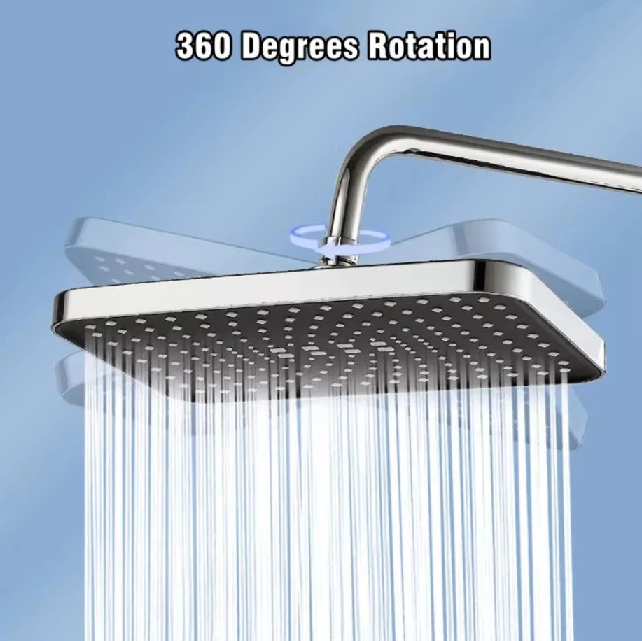 Booster Rain Shower Head 360° Rotation Water Saving New 30cm Large Size High Pressure Overhead Rain Shower Head Large Flow