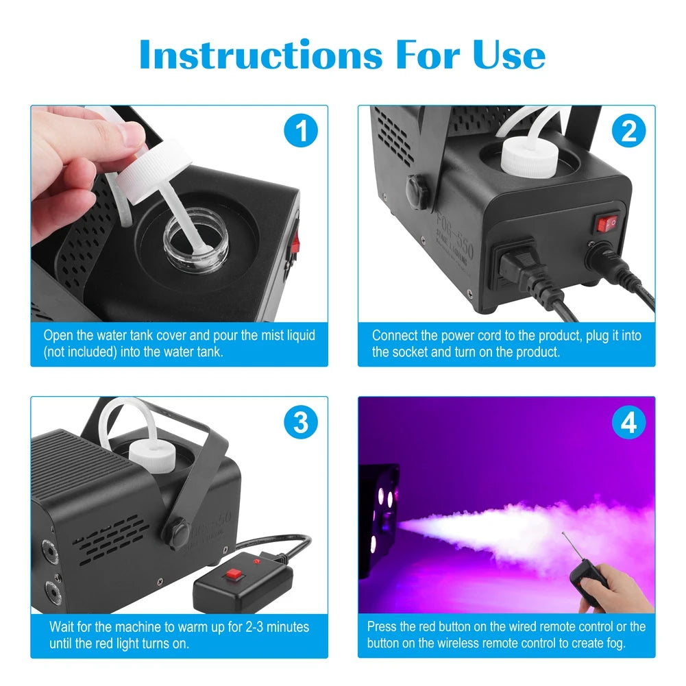 500W 5PCS RGB LED Smoke Machine Wireless Remote Control Fogger Machine Stage Effect Light For Christmas Party Halloween DJ Party
