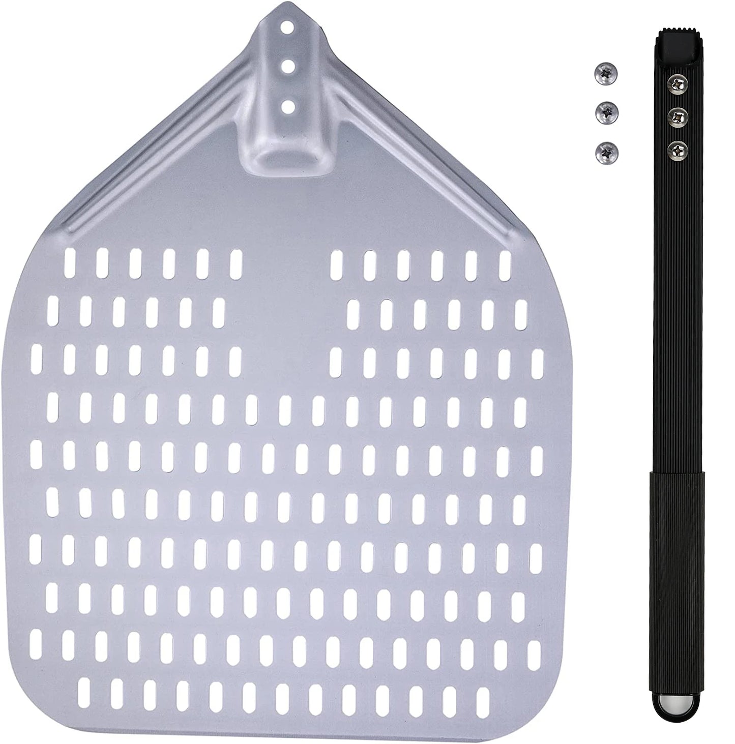 PizzAtHome 12/13/14 inch Pizza Peel Aluminum Alloy Pizza Shovel Pizza Peel Paddle Short Long Handle Anodize with Cutter Spoon