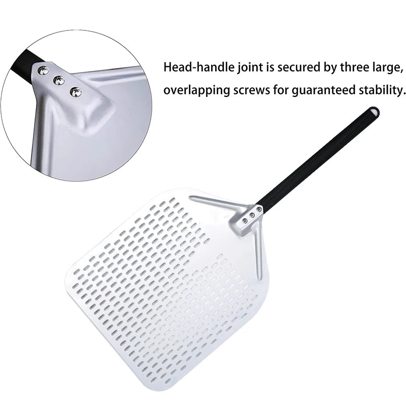 PizzAtHome 12/13/14 inch Pizza Peel Aluminum Alloy Pizza Shovel Pizza Peel Paddle Short Long Handle Anodize with Cutter Spoon