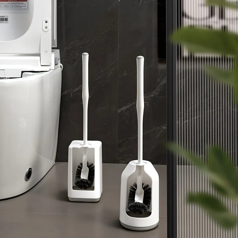 Toilet brush set with base, ergonomic long handle deep cleaning, toilet brush, quick assembly, ventilation base, bathroom tools