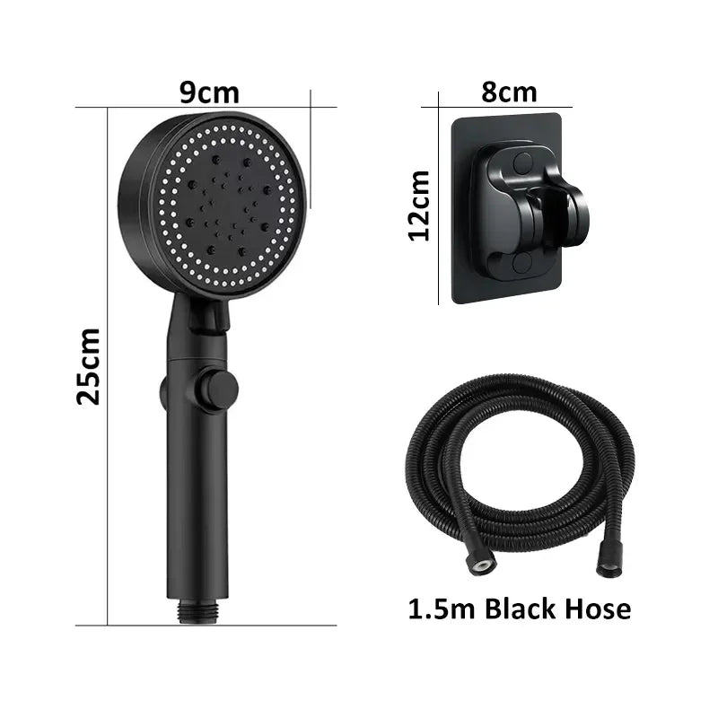 Hot Seller High Pressure Water Saving Five Modes Handheld Shower Head with One-Touch Stop Button Shower Hose Set